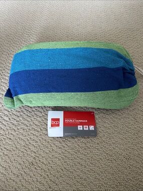 Double Hammock - Blue & Green Stripes with carrying bag - new with original box